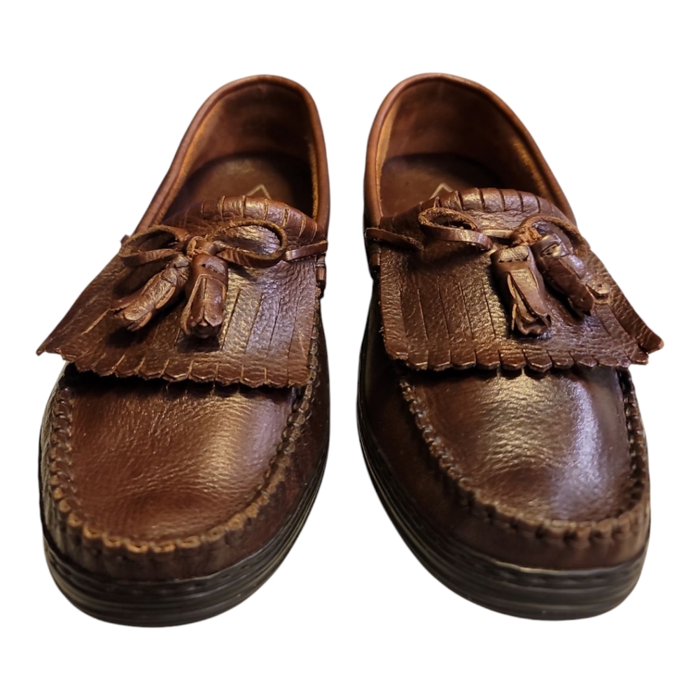 Aerosoles loafer kiltie tassel brown leather driving shoes 11 womens